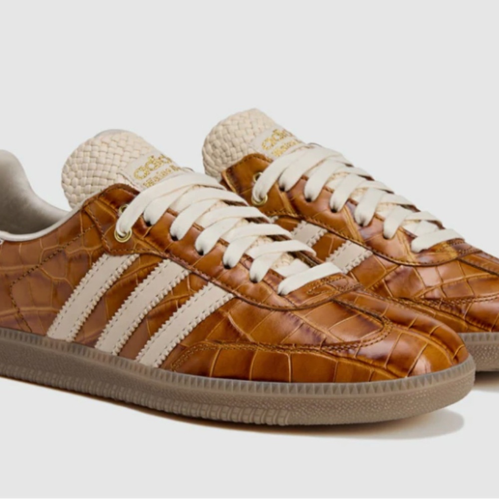 Adidas x Wales Bonner Tan Crocodile-Pattern Sneakers